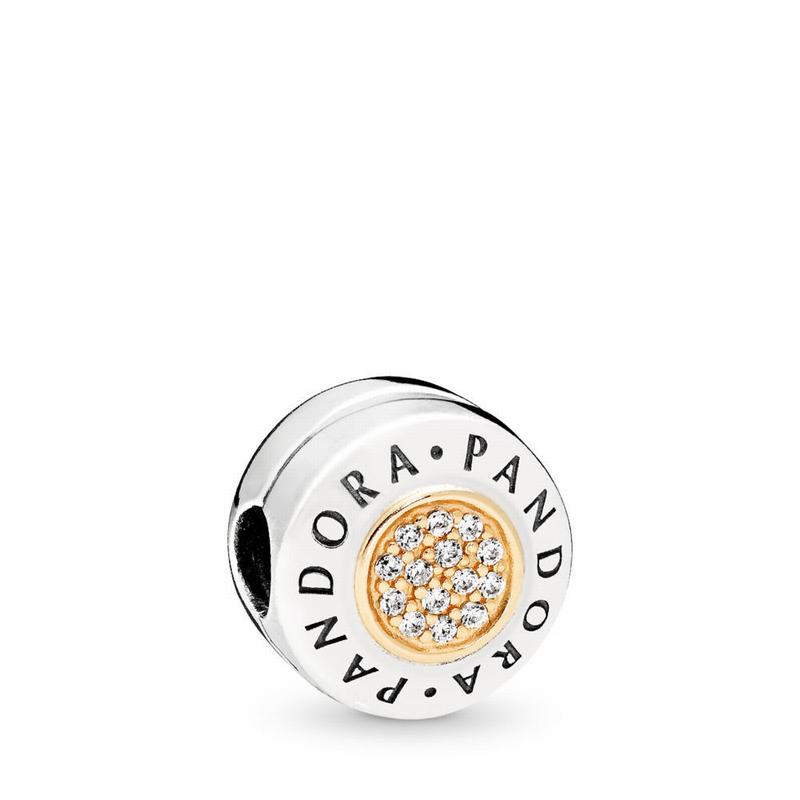 Pandora Signature Clip Charm NZ Sale, Two Tone (635782-IWA)